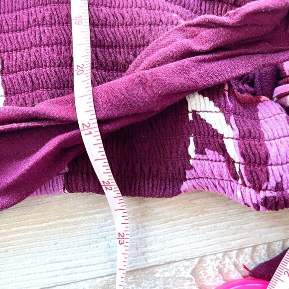 Free People Say You Love Me Open Back Floral Blouse | Plum Size Small - Picture 6 of 6